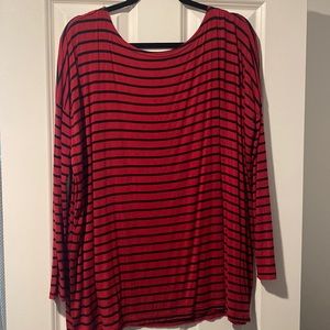 Red and black stripe, long sleeve piko